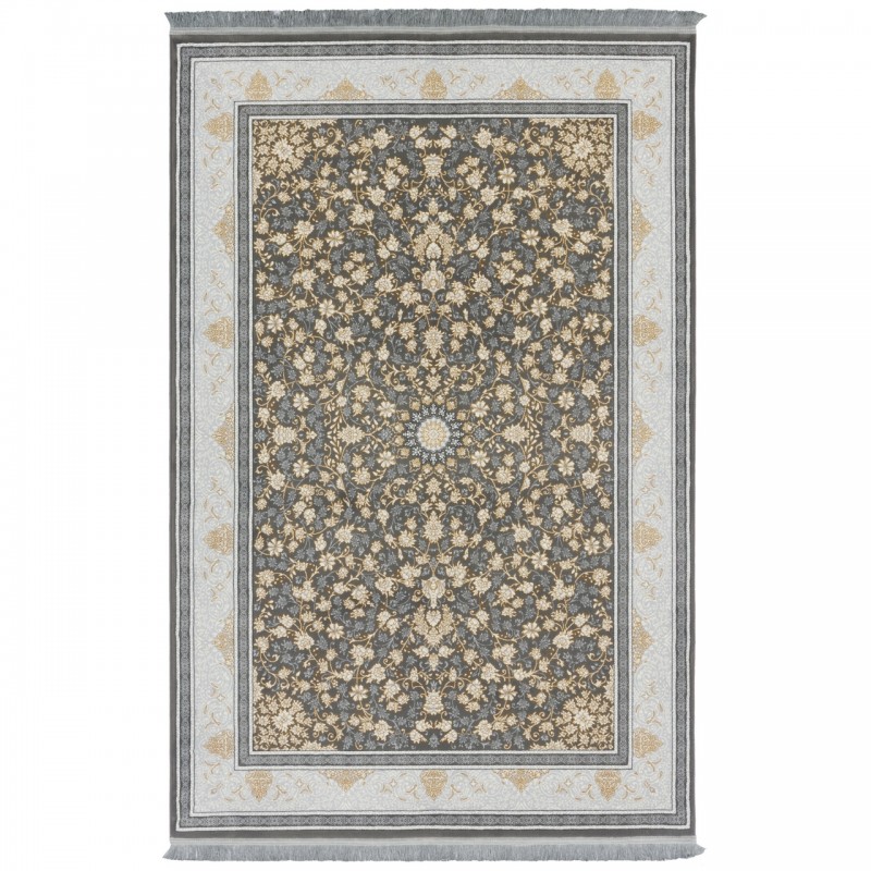 سجادة صناعية بنقشة مزهر مزخرف بالورود، بوليستر مع كتان، على الطراز الفارسي، رقم 400150