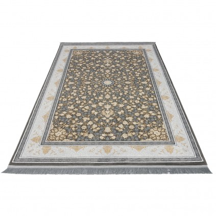 سجادة صناعية بنقشة مزهر مزخرف بالورود، بوليستر مع كتان، على الطراز الفارسي، رقم 400150