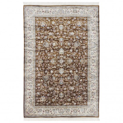 Machine-made Rug, Shah Abbasi All-over Floral, Acrylic + Bamboo Silk, Persian Style, Ref 200176