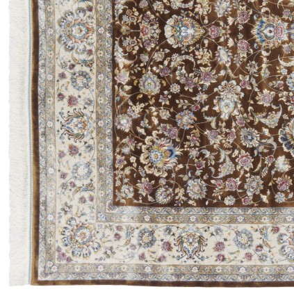 Machine-made Rug, Shah Abbasi All-over Floral, Acrylic + Bamboo Silk, Persian Style, Ref 200176