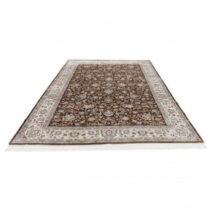 Machine-made Rug, Shah Abbasi All-over Floral, Acrylic + Bamboo Silk, Persian Style, Ref 200176