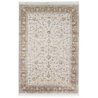 فرش ماشینی طرح افشان شاه عباسی، اکریلیک + ابریشم بامبو، سبک پارسی، کد 200176