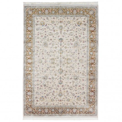 Machine-made Rug, Shah Abbasi All-over Floral, Acrylic + Bamboo Silk, Persian Style, Ref 200176