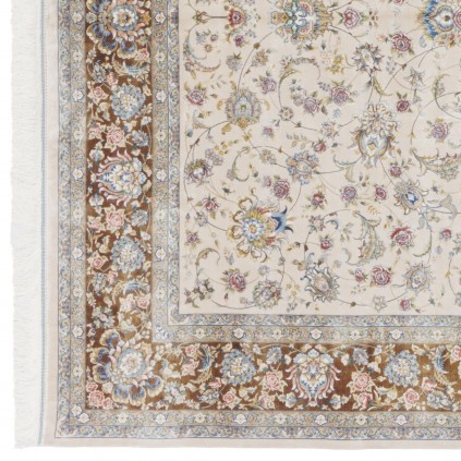 Machine-made Rug, Shah Abbasi All-over Floral, Acrylic + Bamboo Silk, Persian Style, Ref 200176