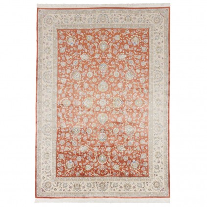 Machine-made Rug, Shah Abbasi All-over Floral, Acrylic + Bamboo Silk, Persian Style, Ref 200176