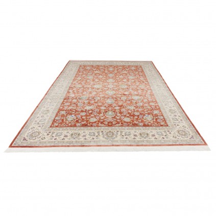 Machine-made Rug, Shah Abbasi All-over Floral, Acrylic + Bamboo Silk, Persian Style, Ref 200176