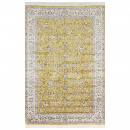 Machine-made Rug, Shah Abbasi All-over Floral, Acrylic + Bamboo Silk, Persian Style, Ref 200176