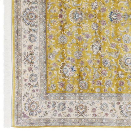 Machine-made Rug, Shah Abbasi All-over Floral, Acrylic + Bamboo Silk, Persian Style, Ref 200176