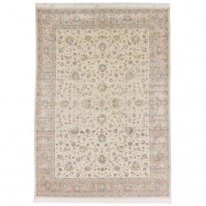 Machine-made Rug, Shah Abbasi All-over Floral, Acrylic + Bamboo Silk, Persian Style, Ref 200176