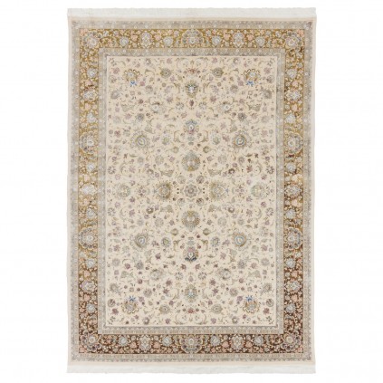 Machine-made Rug, Shah Abbasi All-over Floral, Acrylic + Bamboo Silk, Persian Style, Ref 200176