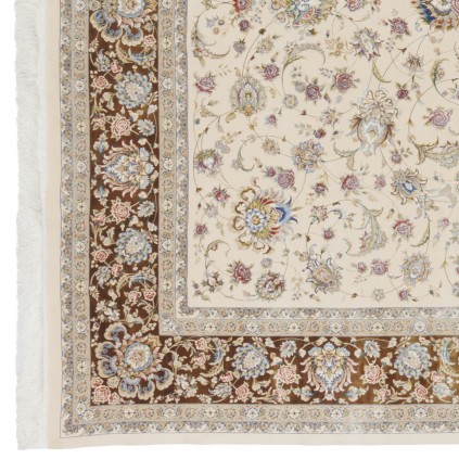 Machine-made Rug, Shah Abbasi All-over Floral, Acrylic + Bamboo Silk, Persian Style, Ref 200176