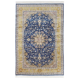 Machine-made Rug, Floral Corner Medallion, Acrylic + Bamboo Silk, Persian Style, Ref 200177
