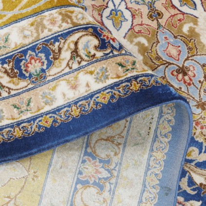 سجادة صناعية بنقشة زاوية وترنج مزخرف بالورود، أكريليك مع حرير بامبو، على الطراز الفارسي، رقم 200177