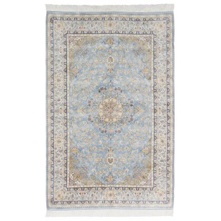 Machine-made Rug, Floral Corner Medallion, Acrylic + Bamboo Silk, Persian Style, Ref 200177