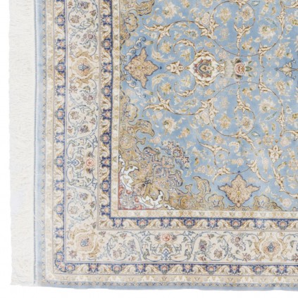 سجادة صناعية بنقشة زاوية وترنج مزخرف بالورود، أكريليك مع حرير بامبو، على الطراز الفارسي، رقم 200177