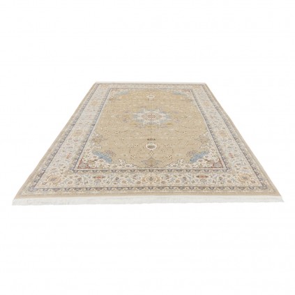 سجادة صناعية بنقشة زاوية وترنج مزخرف بالورود، أكريليك مع حرير بامبو، على الطراز الفارسي، رقم 200177