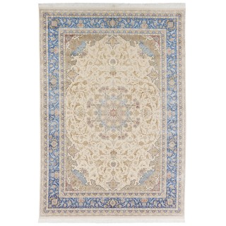 سجادة صناعية بنقشة زاوية وترنج مزخرف بالورود، أكريليك مع حرير بامبو، على الطراز الفارسي، رقم 200177