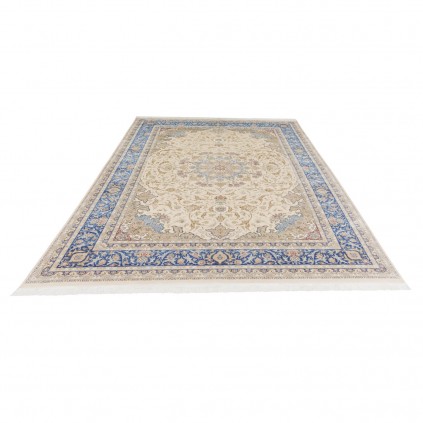 سجادة صناعية بنقشة زاوية وترنج مزخرف بالورود، أكريليك مع حرير بامبو، على الطراز الفارسي، رقم 200177