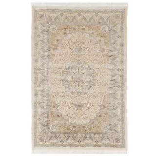 Machine-made Rug, Floral Corner Medallion, Acrylic + Bamboo Silk, Persian Style, Ref 200178