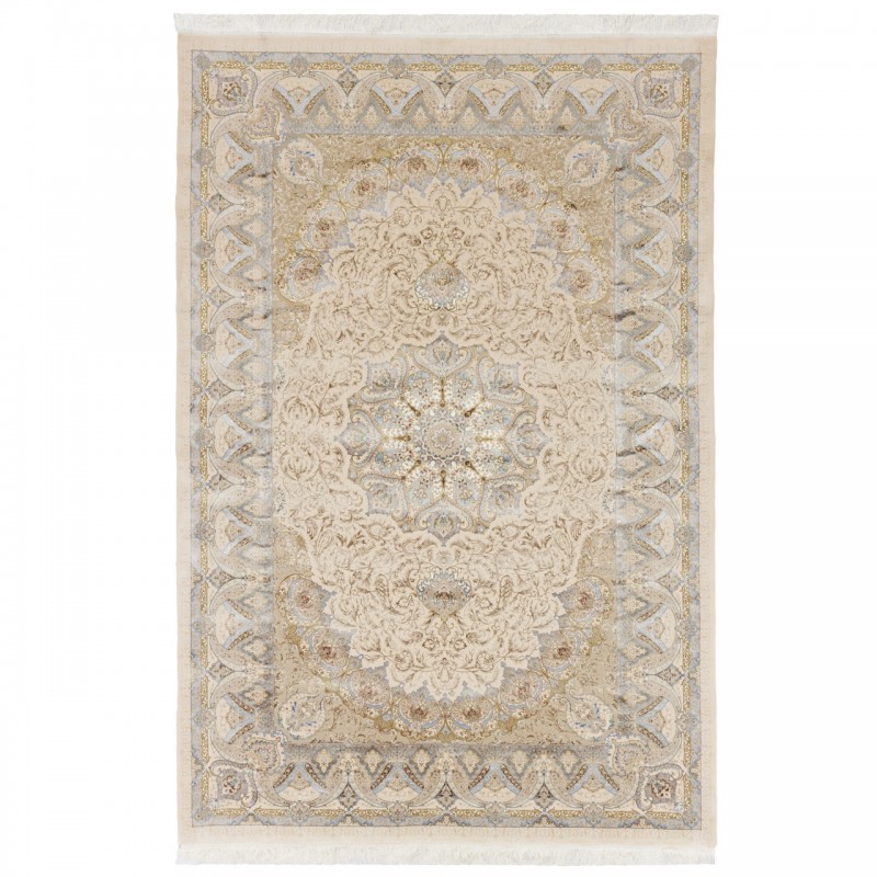 Machine-made Rug, Floral Corner Medallion, Acrylic + Bamboo Silk, Persian Style, Ref 200178