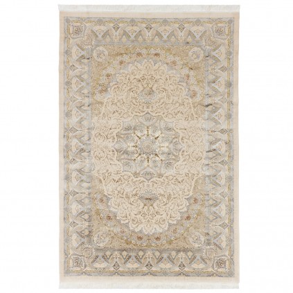 Machine-made Rug, Floral Corner Medallion, Acrylic + Bamboo Silk, Persian Style, Ref 200178
