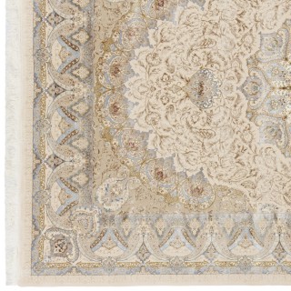 Machine-made Rug, Floral Corner Medallion, Acrylic + Bamboo Silk, Persian Style, Ref 200178