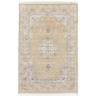 Machine-made Rug, Floral Corner Medallion, Acrylic + Bamboo Silk, Persian Style, Ref 200178