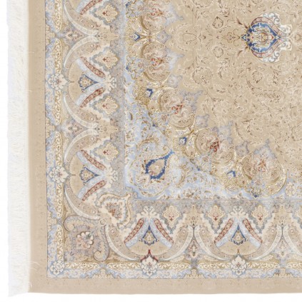 Machine-made Rug, Floral Corner Medallion, Acrylic + Bamboo Silk, Persian Style, Ref 200178
