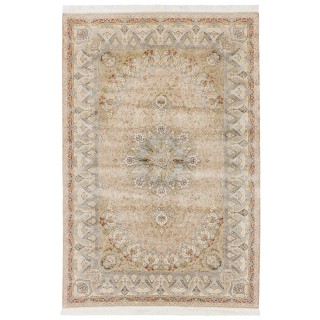 Machine-made Rug, Floral Corner Medallion, Acrylic + Bamboo Silk, Persian Style, Ref 200178