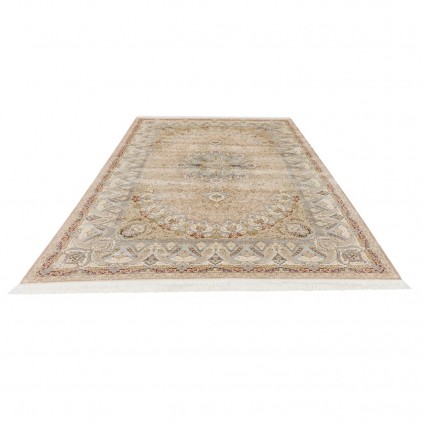 Machine-made Rug, Floral Corner Medallion, Acrylic + Bamboo Silk, Persian Style, Ref 200178