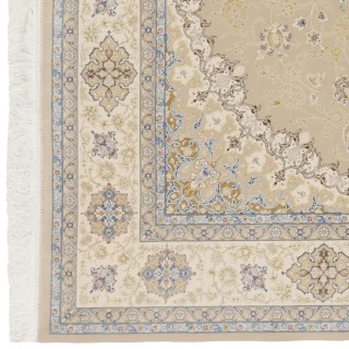 Machine-made Rug, Floral Corner Medallion, Acrylic + Bamboo Silk, Persian Style, Ref 200180