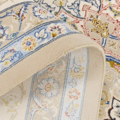 سجادة صناعية بنقشة زاوية وترنج مزخرف بالورود، أكريليك مع حرير بامبو، على الطراز الفارسي، رقم 200180