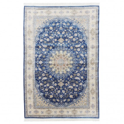 سجادة صناعية بنقشة زاوية وترنج مزخرف بالورود، أكريليك مع حرير بامبو، على الطراز الفارسي، رقم 200180