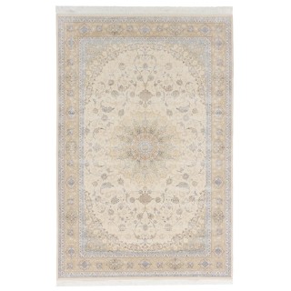 Machine-made Rug, Floral Corner Medallion, Acrylic + Bamboo Silk, Persian Style, Ref 200180