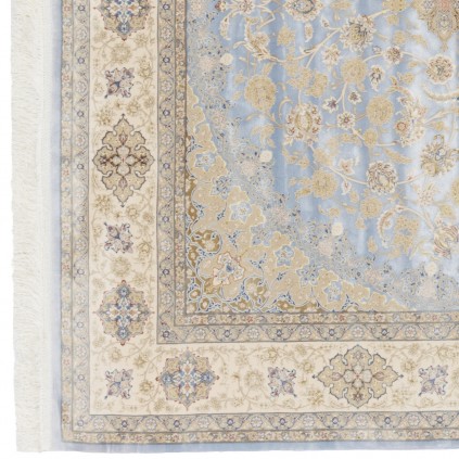 سجادة صناعية بنقشة زاوية وترنج مزخرف بالورود، أكريليك مع حرير بامبو، على الطراز الفارسي، رقم 200180