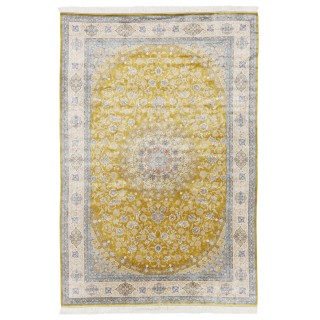 Machine-made Rug, Floral Corner Medallion, Acrylic + Bamboo Silk, Persian Style, Ref 200180