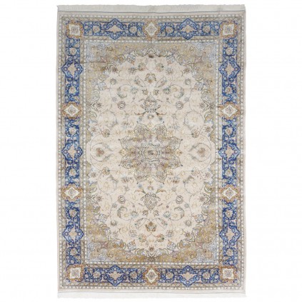 Machine-made Rug, Floral Corner Medallion, Acrylic + Bamboo Silk, Persian Style, Ref 200181