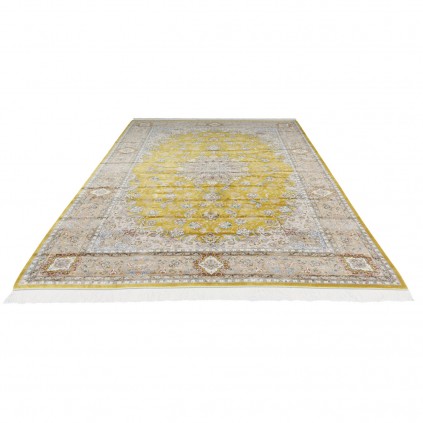 Machine-made Rug, Floral Corner Medallion, Acrylic + Bamboo Silk, Persian Style, Ref 200181