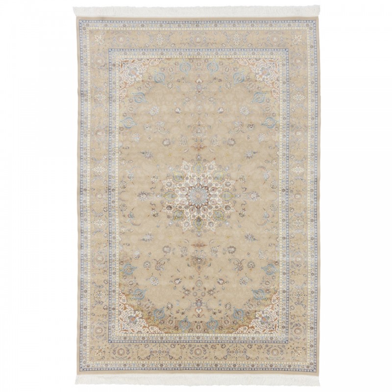 Machine-made Rug, Floral Corner Medallion, Acrylic + Bamboo Silk, Persian Style, Ref 200182