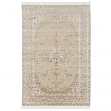 Machine-made Rug, Floral Corner Medallion, Acrylic + Bamboo Silk, Persian Style, Ref 200182