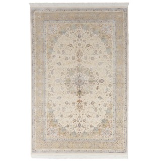 Machine-made Rug, Floral Corner Medallion, Acrylic + Bamboo Silk, Persian Style, Ref 200182