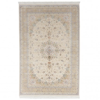 Machine-made Rug, Floral Corner Medallion, Acrylic + Bamboo Silk, Persian Style, Ref 200182