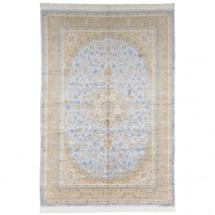 Machine-made Rug, Floral Corner Medallion, Acrylic + Bamboo Silk, Persian Style, Ref 200182