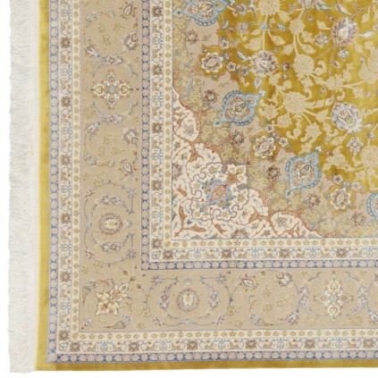 Machine-made Rug, Floral Corner Medallion, Acrylic + Bamboo Silk, Persian Style, Ref 200182