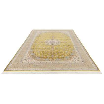 Machine-made Rug, Floral Corner Medallion, Acrylic + Bamboo Silk, Persian Style, Ref 200182