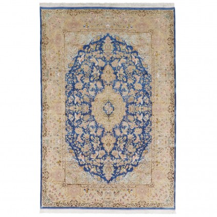 Machine-made Rug, Floral Corner Medallion, Acrylic + Bamboo Silk, Persian Style, Ref 200183