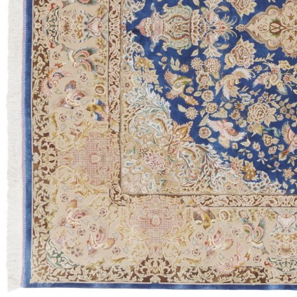 Machine-made Rug, Floral Corner Medallion, Acrylic + Bamboo Silk, Persian Style, Ref 200183