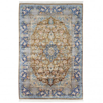 Machine-made Rug, Floral Corner Medallion, Acrylic + Bamboo Silk, Persian Style, Ref 200183