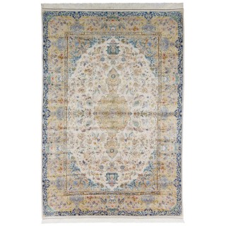 Machine-made Rug, Floral Corner Medallion, Acrylic + Bamboo Silk, Persian Style, Ref 200183