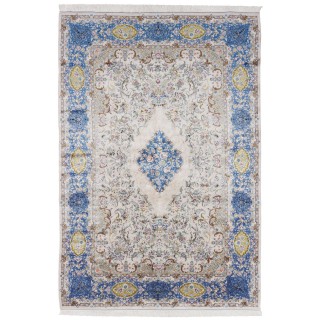 سجادة صناعية بنقشة ترنج مزخرف بالورود، أكريليك مع حرير بامبو، على الطراز الفارسي، رقم 200184